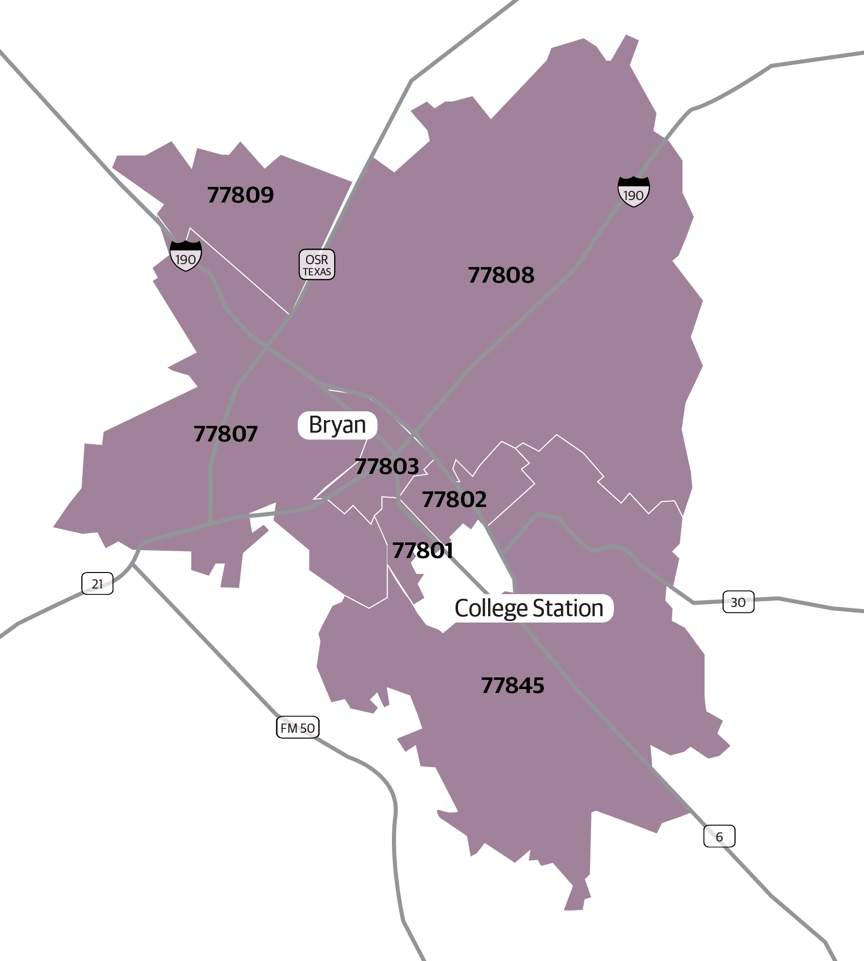 Bryan-College Station circulation map