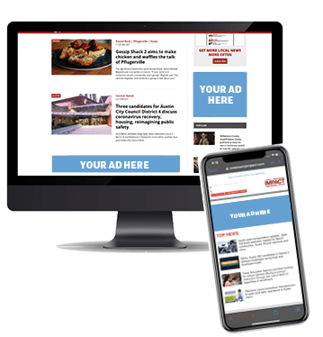 Community Impact digital display ads on desktop and mobile